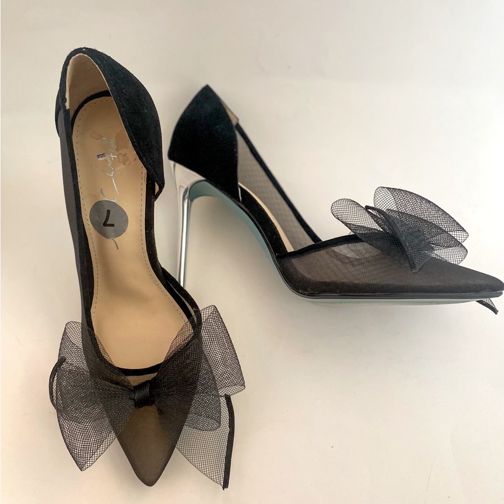 Betsey Johnson mesh pumps with bow